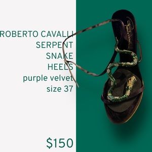 ROBERTO CAVALLI SERPENT SNAKE HEELS purple velvet